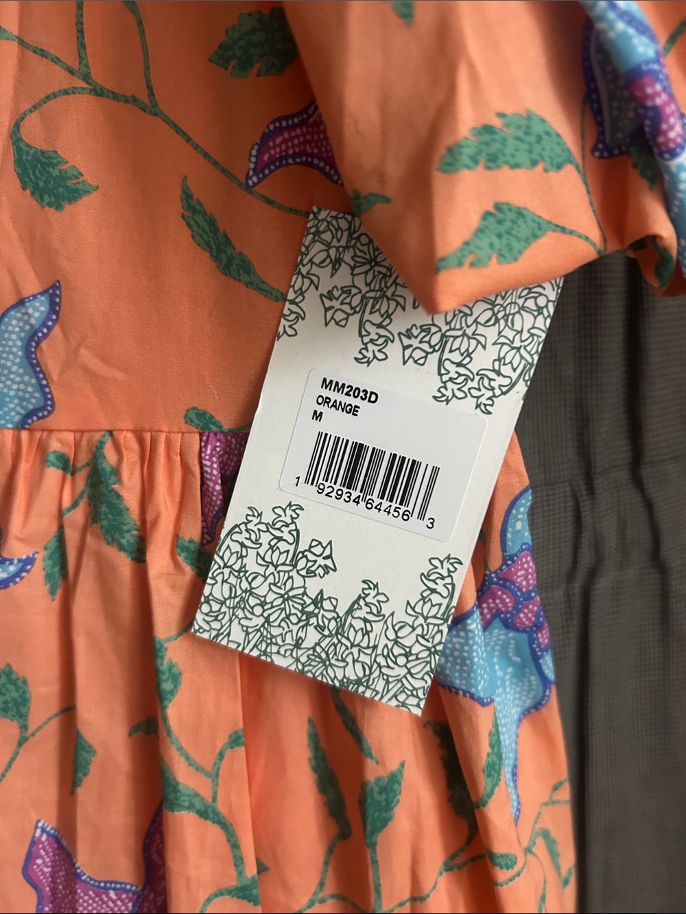 Tuckernuck Orange Floral Tiered Maxi Dress with Blue and Pink Blooms - Picture 4 of 4